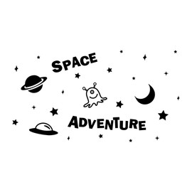Space Adventure Planets Moon Stars Seamless Pattern Vinyl Design Wall Art Sticker Designs Vinyl Stickers for Home House Walls Rooms Windows Bedroom Decoration Size (12x12 inch)