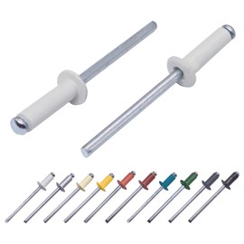 Pack of 400 Painted Blind Rivets 4.0 x 14 mm, Dome Head, DIN 7337, Aluminium Rivets and Steel Mandrel, Pop Rivets (400, Grey White RAL 9002)