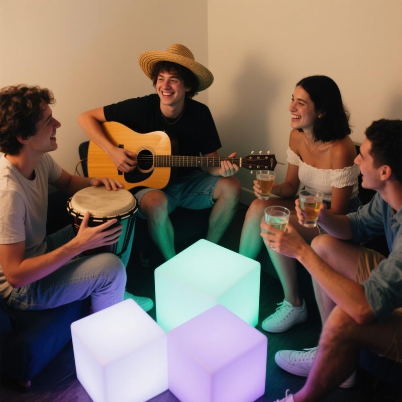 COPU 8-inch Waterproof LED Light Cube, USB Rechargeable Mood Light,
