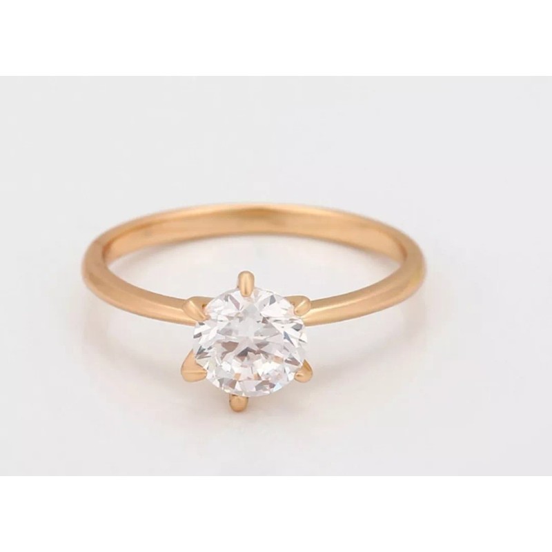 Dtup Anillo De Compromiso Solitario Chapado En Oro De 18k