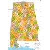 Alabama ZIP Code Map with Counties - Standard - 53.50