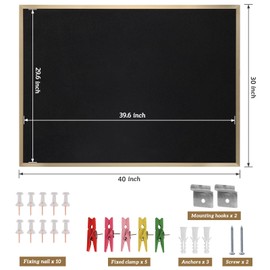 INNOVART Black Cork Bulletin Board 40" X 30" with 10 Push Pins, Corkboard with Gold Aluminum Frame, Black Cork Notice Board Message Board, Framed Pin Board for Home, Office, School
