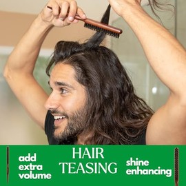 GranNaturals Cepillo de cerdas de jabalí para peinar para mujeres - Peine liso con pico de cola de rata para sección de cabello utilizado para control