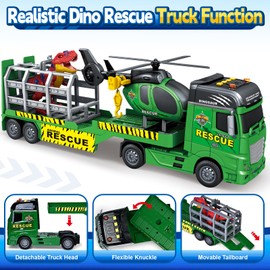 SpringFlower Toddler Truck Boy Toys, Large Dino Truck Toy with Helicoper and Dinosaur, 3 in 1 Boy Toy for 3 4 5 6 7 Year Old, Christmas Birthday Gifts for Kids 3 4 5 6 Years Old