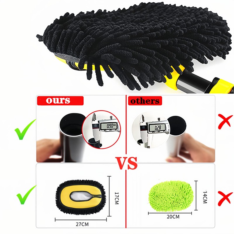 MVEQRRN Upgrade Car Wash Brush Mop with Long Handle,Microfiber Mitt