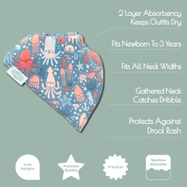 Ziggle - Bandana Dribble Bibs - Cotton Front Baby Bibs Newborn to 24 Months - Newborn Baby Gifts - Baby Bibs For Keeping Baby Teethers Dry - Colour Burst
