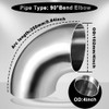 Cotonlake Stainless 4 Inch 90° Mandrel Bend Elbow, SS304 Stainless