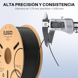 ELEGOO Filamento PLA+ 1,75 mm 1KG Negro, Filamento PLA Plus para Impresora 3D, Precisión Dimensional +/- 0,02 mm, Carrete Filamento 3D, para Mayoría I
