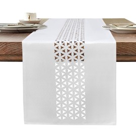 BAZIOE Table Runner White Modern Linen Table Runner Washable Table Runner for Dining Table Furniture Table Decoration 35x183cm