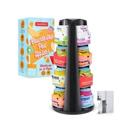 IMPRESA Countertop Pod Holder - Storage Solution Compatible with Ninja Thirsti Drink Flavor Pods - with 360-degree Rotating Base for Easy Access (5.5 x 11.5 Inches)
