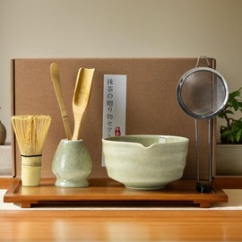 6 Pcs Matcha Whisk Set, Matcha Making Kit with Whisk, Matcha Bowl with Spout,Matcha Whisk Holder, Powder Starter Sifter,Spoon, and Bamboo Scoopl, Ultimate Matcha Experience