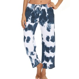 ENJOYNIGHT Pajama Pants Women's Comfy Casual Lounge Bottoms Cotton Sleep Pants with Pockets & Drawstring(Medium,Navy)