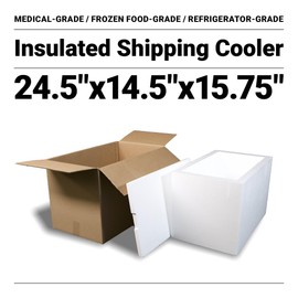 Robin II EPS Foam Ice Chest (Outside Dimensions: 24.5”x14.5”x15.75”) with Shipping Box - 1 Pack. Protective, Thermal, Insulated, Biodegradable, Recyclable, Shipping/Storage, White, 208-001/002
