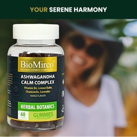 Ashwagandha Calm Complex, 60 Gummies – 1 Month Supply, Mango Flavour and Great Tasting, Natural Harmony Gummies for Stress Relief, Emotional Balance and Mood Support, Vegan & Gluten-Free