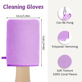 HOTUT Terry Cloth Wash Gloves, Set of 8 Wash Gloves, Face Cloth, Wash Mitts Made of Coral Velvet, Reusable Makeup Remover Gloves, Soft Face Gloves, 20 x 15 cm