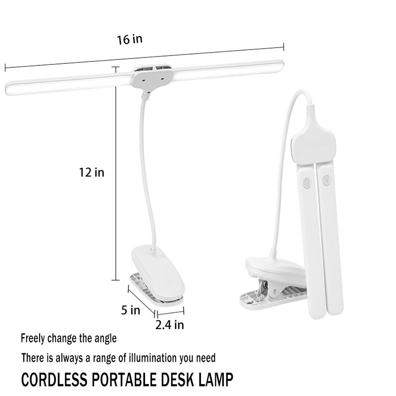 GcSige Dual Head LED Desk Lamp with Clamp, Eye-Caring Clip
