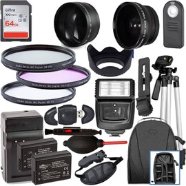 58MM Accessory Kit for Canon EOS Rebel T7, T6, T5, T3, T100, 4000D, 3000D, 2000D, 1500D, 1300D, 1200D 1100D, and More; Includes: 2X LP-E10 Batteries, Filter Kits, Backpack & More