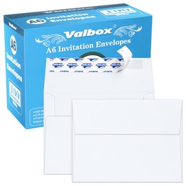 ValBox 100 Qty A6 Envelopes Self Seal 6.5 x 4.75" White Kraft Paper Invitation Envelopes for 4x6 Cards, Photos, Invitations, Weddings, Baby Shower, Birthday, Announcements, RSVP (A6)