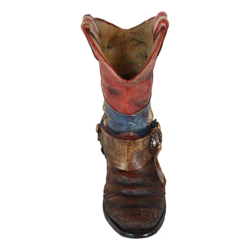 Rustic Western Star Texas Patriot Flag Cowboy Boot With Spur
