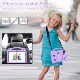 Kwamaz Kids Case for Tmobile Revvl Tab 5G Tablet 10.36-inch 2023, EVA Heavy Duty Protection Cover with Shoulder Strap Stand Handle DIY Figures (Purple)