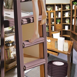 6.5ft Bunk Bed Ladder Pads, Foam Soft Corner Protectors, with Strong Adhesivefor Stair Steps Foot Comfort,Stair Edge, Sharp Edges,Table, Furniture (Brown)