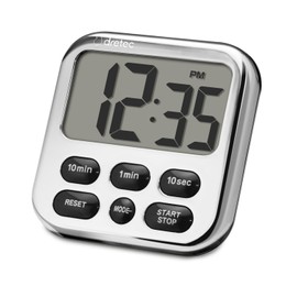dretec Large Screen Timer, 6 Keys, Various Functions, Switch Clock Display, Cooking, Kitchen, Magnet, Digital, Bubble-6, Chrome Plated
