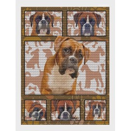 DIY 5D Diamond Painting Kits for Adults, Boxer Dog Diamond Painting Cute Puppy Dog Art Full Drill Crystal Rhinestone Embroidery Crafts, Home Wall Decor 12x16 inch