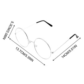 UILYNIU 2 Pairs Unisex Retro Round Glasses Clear Lens Ultra Light Santa Claus Grandma Grandpa Glasses with Clear Lens Accessory for Women, Men for Carnival, Fancy Dress or Festival (2 Pairs)