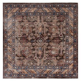 SAFAVIEH Bijar Collection 5' Square Royal / Ivory BIJ653B Traditional Oriental Distressed Non-Shedding Living Room Bedroom Area Rug