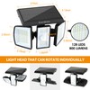 EverBrite 2PK Solar Motion Sensor Lights, 3 Heads, IP65 Waterproof