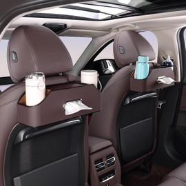 Vyqloren Multifunctional Car seat Back Storage Box Car Back Seat Organizer with 2 Cup Holder Tissue Box for Kids and Travel back seat car organizer(Brown)