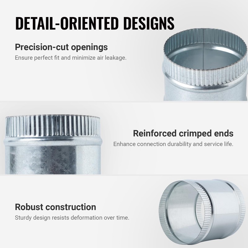 ZOWZEA 6 Inch Round Galvanized Steel Duct Connector - Metal