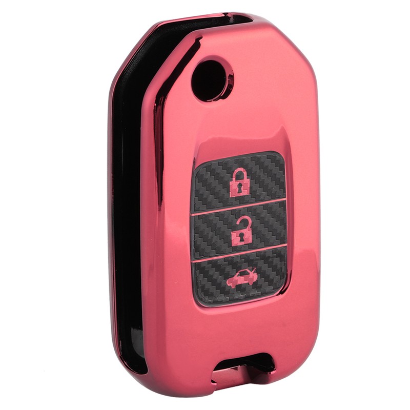 Carbon Fiber Style Folding Car Key Fob Cover Protective Case