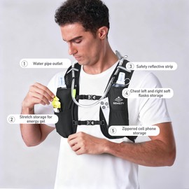 SEMSTY Running Vest for Women Men, 5L Hydration Vest with Dual 500ml Soft Flask, Lightweight Water Backpack, Adjustable Chest Straps Hydration Backpack for Running Cycling Hiking