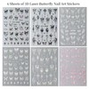 Butterfly Nail Art Stickers Decals 3D Holographic Black Pink Butterfly