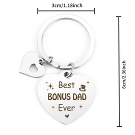 RRIGETEN Bonus Dad Father's Day Gifts,Bonus Dad Gifts For Stepdad Fathers Day Gift,Daddy Birthday Gift,Keyring,Keychain,Christmas Presents For Men Presents Ideas