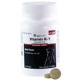 VetOne Vitamin K-1 Chewable Tablets for Cats & Dogs – 25mg 50 Tablets
