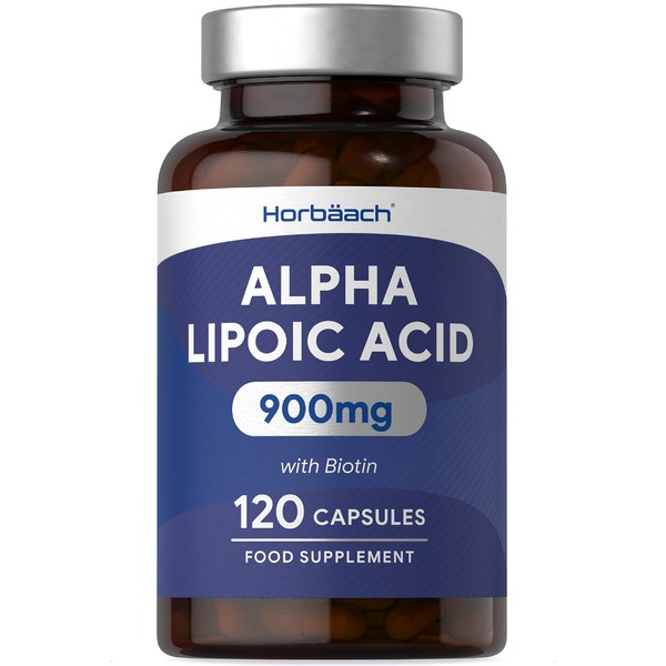 Alpha Lipoic Acid ALA Supplement 900mg | 120 Capsules | Plus Biotin Optimiser | by Horbaach