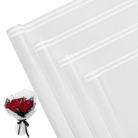 FOXOGO 30 Sheets Flower Wrapping Paper, Gradual Matte Bouquet Wrapping Paper Waterproof Floral Bouquet Packaging Paper 22.8 x 22.8 inch for Florist Supplies Packaging, Wedding, Birthday Gift (White)