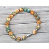 Damen Zen Ethno Armband mit orange und blau rekonstituierten Jade