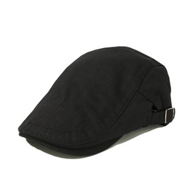 Cotton Newsboy Hat for Men Flat Cap Adjustable Lightweight Ivy Gatsby Cabbie Driving Hat (US, Alpha, One Size, Black)