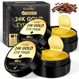 VESPRO 120 PCS 24K Gold Under Eye Patches for Dark Circles and Puffy Eyes, Eye Mask With Collagen and Hyaluronic Acid for Dark Circles, Puffiness and Wrinkles, Eye Skin Care for Women