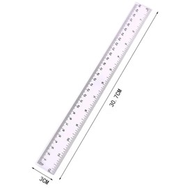 ZJYCLY Ruler, 11.8 inches (30 cm), Cutting Ruler, Stedra, Clear, Rime, Straight Line, Plus, Learning Drawing Tool