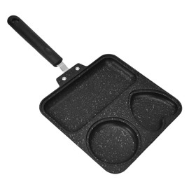 Topyond 3 in 1 Frying Pan with Anti Scalding Handle Non Stick Carote Pans Square Frying Pan Egg Pan Pancake Pan Muffin Top Pan Round Egg Cooker Ring for Breakfast Cooking