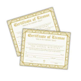 Pastor License Certificate for Church Pastoral Preacher to Frame | 6 pk 8.5x11” Linen Male Paper Ordination Minister Emeritus Seal License