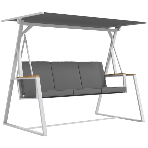 Outsunny 3-Seat Outdoor Porch Swing with Stand, Heavy Duty Patio