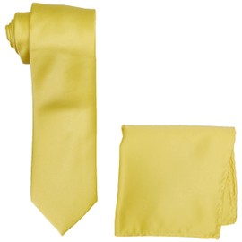 Stacy Adams Men's Satin Solid Tie Set, Banana, One Size, Banana, One Size
