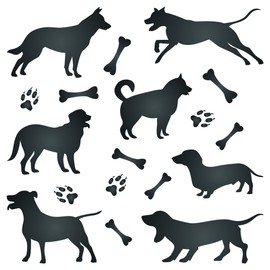 Dog Silhouette Stencil - 11.5 x 11.5cm (S) - Reusable Pet Friend Animal Wall Stencil Template