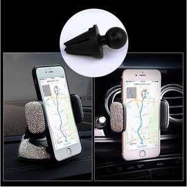 Bling Car Phone Holder， 360°Adjustable Crystal Auto Phone Mount Universal Rhinestone Car Stand Phone Holder Car Accessories for Windshield Dashboard and Air Outlet