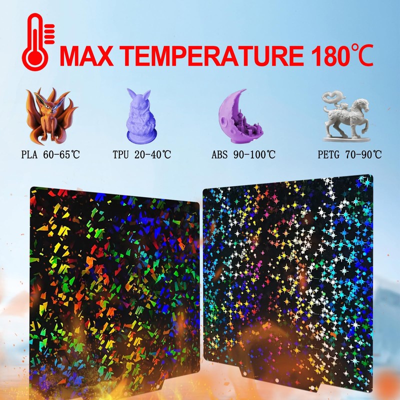 HIKUDIY PEF+PEY Build Plate for Adventurer 5M/5M Pro/AD5X, Rainbow Confetti
